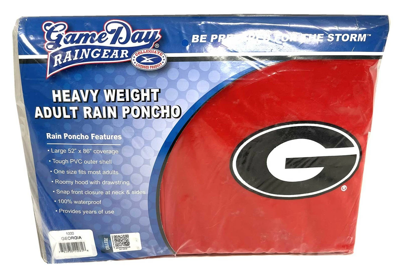 Storm Duds Georgia Bulldogs Heavy Weight Adult Adjustable Hood Rain Poncho – Red 2 Storm Duds Georgia Bulldogs Heavy Weight Adult Adjustable Hood Rain Poncho – Red - Image 2