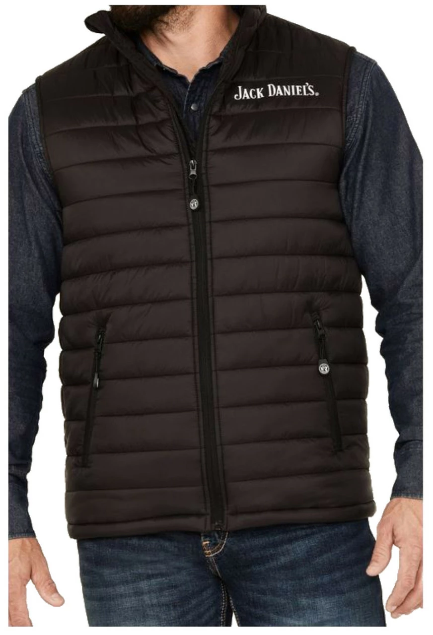 Jack Daniel's Old No.7 Brand Tennessee Whiskey Logo Puffer Vest - Black 1 Jack Daniel's Old No.7 Brand Tennessee Whiskey Logo Puffer Vest - Black