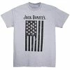 Jack Daniel's Monochrome American Flag Short Sleeve Crew Neck T-Shirt – Gray