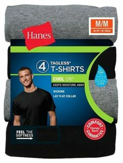 Hanes Men's CoolDri Crew Neck T-Shirt Undershirt Tee ComfortSoft 4-Pack 2165P4
