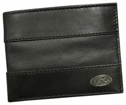 Rawlings Quagga Bases Loaded Bi-fold Wallet Baseball Leather Black RW80004-001