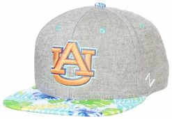 Zephyr Auburn Tigers Punchbowl Flat Brim Snap Back Baseball Cap – Gray/Floral