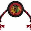 Pets First Chicago Blackhawks Rubber Hockey Puck And Tough Rope Pet Toy � Black