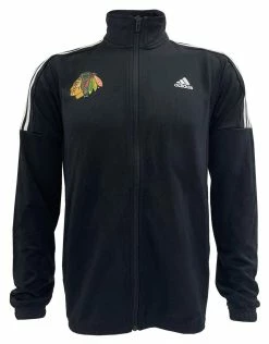 Adidas Men's NHL Chicago Blackhawks Hockey Full Zip Workout Jacket Shirt (M)
