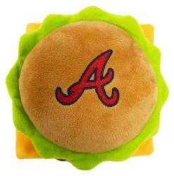 Pets First Atlanta Braves Hamburger Shaped Squeaker Plush Dog Toy - Brown