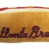 Pets First Atlanta Braves Hot Dog Shaped Squeaker Plush Dog Toy - Brown