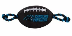 Pets First Carolina Panthers Tough Nylon Rope & Squeaker Football Dog Toy, Black