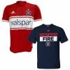 Adidas Men's MLS Chicago Fire (2 Pack) Soccer Jersey & S/S Tee T-Shirt (M)