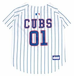 Pets First MLB Chicago Cubs Screen Printed Baseball Dog Jersey - White/Blue