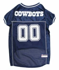 Pets First NFL Dallas Cowboys Screen Printed Mesh Dog Jersey - Navy Blue