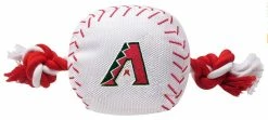 Pets First Arizona Diamondbacks Nylon Baseball With Squeaker Rope Toy For Dogs
