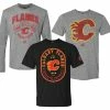 Adidas Men's NHL Calgary Flames Hockey (3 Pack) 2 L/S, 1 S/S Tees T-Shirt (S)