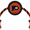 Pets First Philadelphia Flyers Rubber Hockey Puck And Tough Rope Pet Toy � Black
