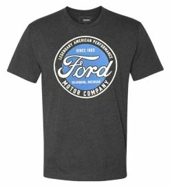Rex Men's Ford Motor Company Short Sleeve Cotton Blend Graphic T-Shirt - Gray