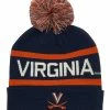 The Game Fine Gauge Knit Hat W Pom Knit Cap School Colors University Of Virginia