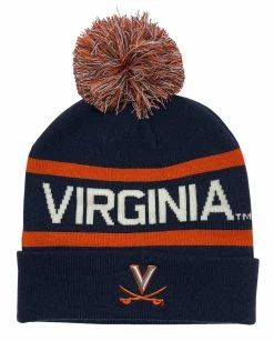 The Game Fine Gauge Knit Hat W Pom Knit Cap School Colors University Of Virginia