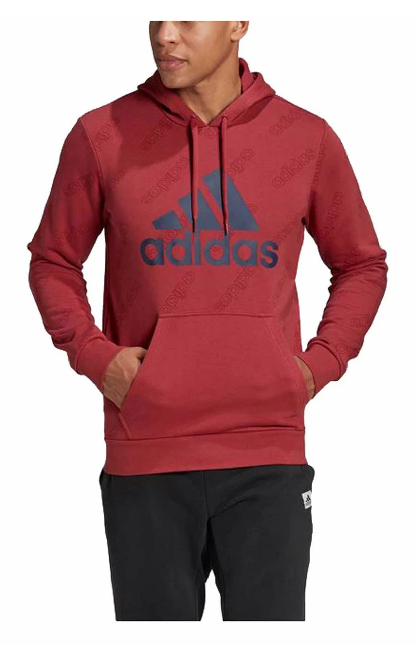 Adidas Men's Favorite Graphic Logo Pullover Hooded Sweatshirt - Legendary Red 1 Adidas Men's Favorite Graphic Logo Pullover Hooded Sweatshirt - Legendary Red
