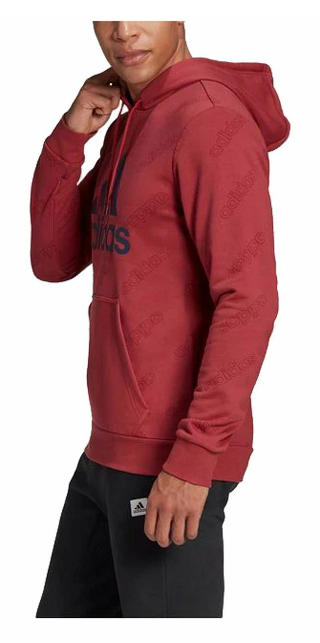 Adidas Men's Favorite Graphic Logo Pullover Hooded Sweatshirt - Legendary Red 2 Adidas Men's Favorite Graphic Logo Pullover Hooded Sweatshirt - Legendary Red - Image 2