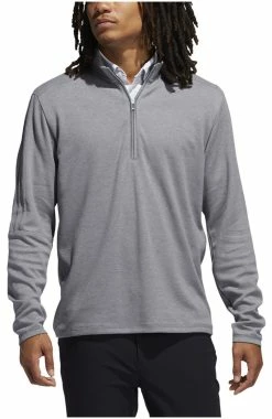 Adidas Men's 3-Stripes Quarter Zip Layering Golf Pullover – Crew Grey Melange