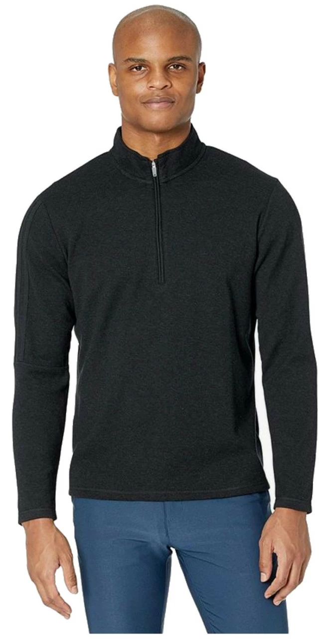 Adidas Men's 3-Stripes Quarter Zip Layering Golf Pullover – Crew Black Melange 2 Adidas Men's 3-Stripes Quarter Zip Layering Golf Pullover – Crew Black Melange - Image 2
