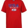 USA Hockey Adult Ice Hockey Crossed Hockey Stick Logo T-Shirt Tee, Red HG6114H