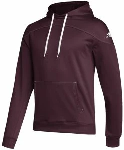 Adidas Men's Stadium Aeroready Fleece Embroidered Logo Pullover Hoodie - Maroon