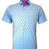 Horn Legend Men's Manhattan Athletic Performance Golf Polo- Oxford Blue/Mulberry