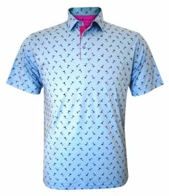 Horn Legend Men's Manhattan Athletic Performance Golf Polo- Oxford Blue/Mulberry