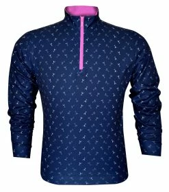 Horn Legend Men's Manhattan Athletic Performance 1/4 Zip Shirt - Navy/Mulberry