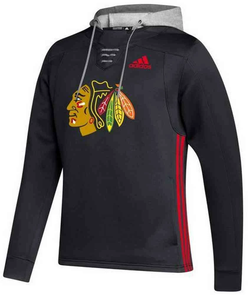 Adidas Men's NHL Chicago Blackhawks Skate Lace Hoodie Hoody Sweatshirt 1 Adidas Men's NHL Chicago Blackhawks Skate Lace Hoodie Hoody Sweatshirt