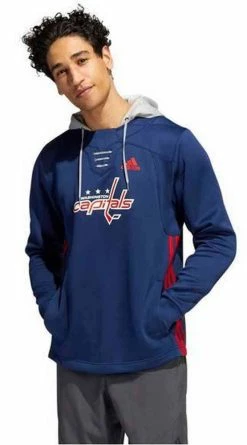 Adidas Men's NHL Washington Capitals Skate Lace Hoodie Hoody Sweatshirt