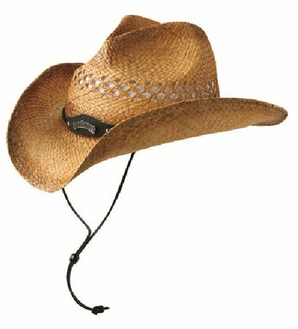 Jack Daniels Men's Soft Raffia Straw Cowboy Hat - Natural Toast Color JD03-59 1 Jack Daniels Men's Soft Raffia Straw Cowboy Hat - Natural Toast Color JD03-59