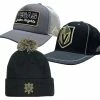 Adidas Mens NHL Las Vegas Knights Hockey (3 Pack) Adjust Baseball Cap & Knit Cap