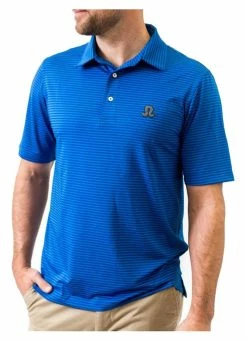 Southern Seam Kenzley Striped Short Sleeve Golf Polo Shirt - Double Blue