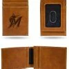 Rico Industries Miami Marlins Laser Engraved Brown Leather Front Pocket Wallet