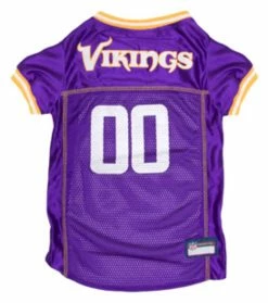 Pets First NFL Minnesota Vikings Screen Printed Mesh Dog Jersey - Purple/Yellow