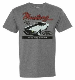 Rex Men's Ford Mustang Short Sleeve Cotton Blend Graphic T-Shirt - Gray