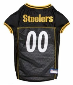 Pets First NFL Pittsburgh Steelers Screen Printed Mesh Dog Jersey - Black/Yellow