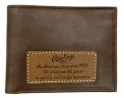 Rawlings American Story Patch Bi-fold Wallet Baseball Genuine Leather Brown