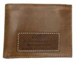 Rawlings American Story Patch Bi-fold Wallet Baseball Genuine Leather Tan