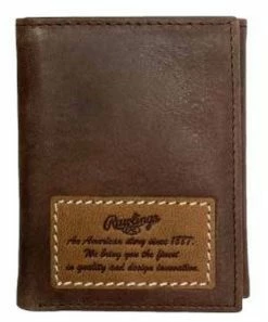 Rawlings American Story Patch Tri-fold Wallet Baseball Genuine Leather Brown