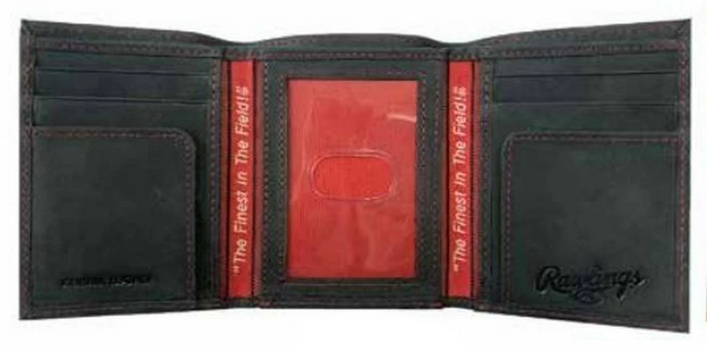 Rawlings High Grade Debossed Tri-fold Wallet Baseball Genuine Leather Black 2 Rawlings High Grade Debossed Tri-fold Wallet Baseball Genuine Leather Black - Image 2