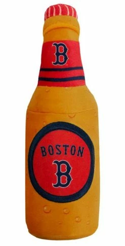 Pets First Boston Red Sox Beer Bottle Squeaker Plush Dog Toy - Brown/Red