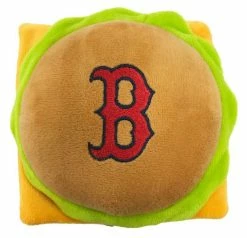 Pets First Boston Red Sox Hamburger Shaped Squeaker Plush Dog Toy - Brown