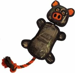Pets First Realtree Flying Pig Sling Shot Tough Nylon & Squeaker Dog Toy - Camo