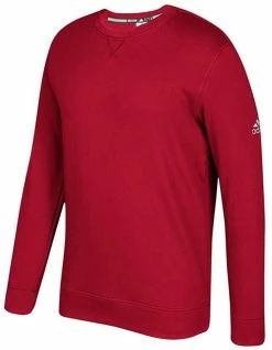 Adidas Men's Essential Fleece Pullover Crew Neck Sweatshirt � Power Red/White