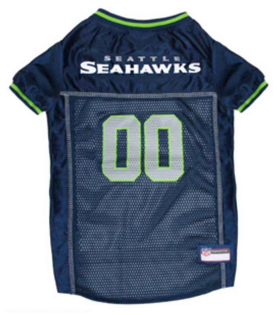 Pets First NFL Seattle Seahawks Screen Printed Mesh Dog Jersey - Navy/Green 1 Pets First NFL Seattle Seahawks Screen Printed Mesh Dog Jersey - Navy/Green