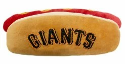 Pets First San Francisco Giants Hot Dog Shaped Squeaker Plush Dog Toy - Brown