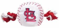 Pets First St Louis Cardinals Nylon Baseball With Squeaker Rope Toy For Dogs