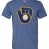 Fanatics Men's MLB Milwaukee Brewers Distressed Logo Short Sleeve T-Shirt, Blue